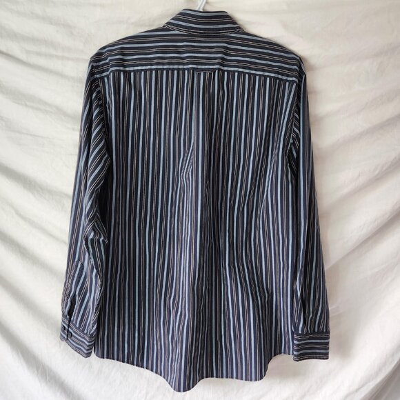 Nautica Men’s Long-Sleeve Shirt Size L Navy Stripe Classic Fit Wrinkle Resistant - Picture 6 of 7